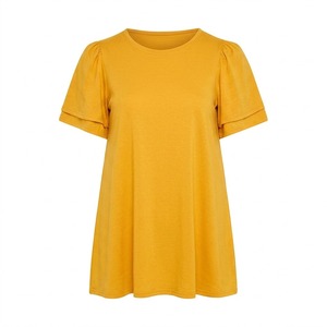 T-shirt femme jaune personnalisé tendance, séchage rapide, respirant, t-shirt d'été personnalisé de haute qualité, coupe ample, léger. - Product Image 1