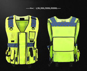 Gilet de travail antistatique en maille fluorescente de polyester à marque privée, certifié CE, avec bande noire de haute qualité. - Product Image 5