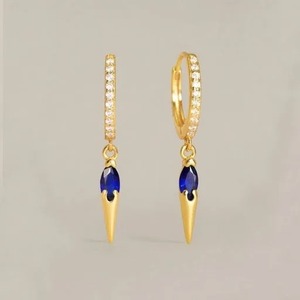 Boucles d'oreilles à pointes pavées de citrine - Avec boucles d'oreilles créoles en quartz CZ, pendentif ovale facetté en pierre précieuse, bijoux pour femme en argent sterling 925 - Product Image 2