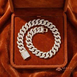 Collier chaîne maille cubaine en moissanite plaqué or 18 carats, bijoux de mode pour hommes et femmes, style pendentif maille glacée New York, style urbain - Product Image 5