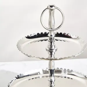 Plateau à gâteau en acier inoxydable, plateau rond avec surface miroir, support à gâteau, lavage à la main uniquement, surface antiadhésive - Product Image 2