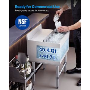 Contenitore per Ghiaccio Commerciale in Acciaio Inox con Coperchio Scorrevole, Capacità Massima 49,4 Qt, 18 X 18 X 33 Pollici, Vasche per Bevande con Portabottiglie - Product Image 2