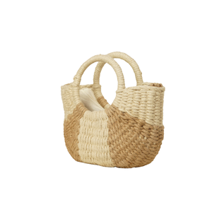 Sac fourre-tout mini demi-lune en corde de jute bicolore tressé à la main, style bohème, écologique, pour femme, plage, ou comme sac à bandoulière - Product Image 3