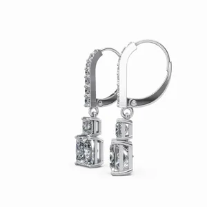 Pendientes de Aro Redondos y con Diamantes Lumina de Princesa Marina en Oro Blanco de 18K con Diamantes Creados en Laboratorio para Boda y Compromiso - Product Image 2