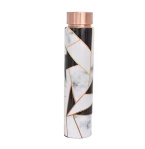 Bouteille d'eau hexagonale prismatique en cuivre, design géométrique abstrait en mosaïque, bouteille de boisson artistique moderne réutilisable pour le bien-être - Product Image 3