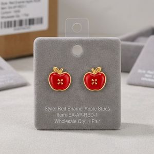 Pendientes de Manzana con Esmalte Rojo Vibrante, Lindos Pendientes de Frutas para Mujer, Joyería para Vacaciones de Verano en la Playa - Product Image 6
