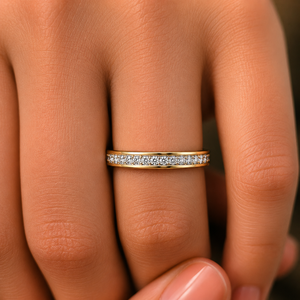 Brilliant Cut Lab Grown Brilliant Cut Diamond Half Eternity Band DEF-VVS 14K/18K Solid Gold Rhodium Plated Minimalist <b>Rings</b> - Product Image 2