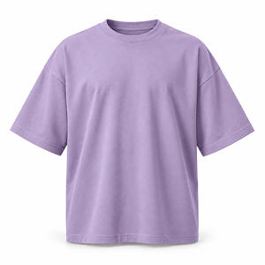 <b>Men's</b> Oversized Light <b>Purple</b> <b>T</b>-<b>Shirt</b> Short Sleeve Blank Crew Neck Heavyweight Cotton Tee - Product Image 2