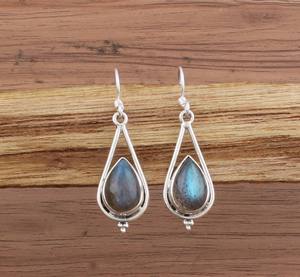 Boucles d'oreilles pendantes en zircon naturel en gros, en argent sterling 925, faites à la main, avec pierres précieuses, bijoux de luxe unisexes pour fêtes - Product Image 2