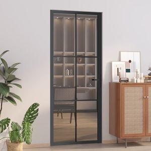 32.7 della porta divisoria interna in alluminio e vetro ESG nero \ "x79.3 \" - Product Image 1