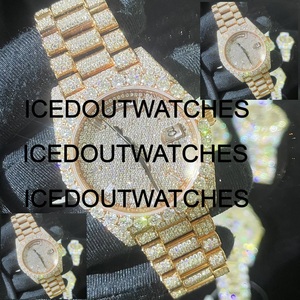 Relojes de Cuarzo de Lujo con Diamantes, Brazalete de Acero Inoxidable en Oro Rosa y Plata para Hombre, Resistentes al Agua hasta 10 Bares - Product Image 2