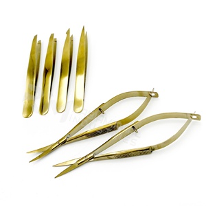 Ensemble de pinces à sourcils RMI Custom Gold Plasma, pointe fine, pinces à sourcils et étui magnétique et pochette en cuir - Product Image 5
