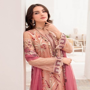 Travail de broderie indienne pakistanaise pour femmes trois pièces Saari robe Salwar Kameez brodée lourde pour tenue de fête disponible pour - Product Image 6