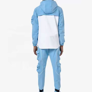 Veste coupe-vent unie imperméable unisexe et ensembles de pantalons coupe-vent en nylon respirant - Product Image 2