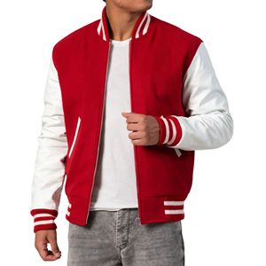 Veste universitaire américaine rétro vintage en patchwork, corps en laine, manches en cuir d'agneau véritable, broderie chenille, respirante et coupe-vent - Product Image 3