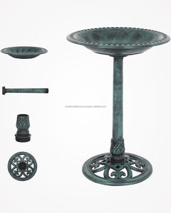 Baño para pájaros de metal antiguo, decorativo, accesorio de jardín para exteriores, resistente a la intemperie, duradero, atrapa pájaros con base y cuenco de agua. - Product Image 4