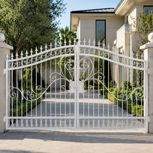 Puerta de Entrada de Hierro Forjado Blanca de Lujo, Puerta Metálica Doble Abatible con Adornos Ornamentados para la Seguridad de la Entrada de la Casa o la Villa - Product Image 2