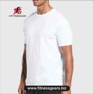 T-shirt à manches courtes pour homme, couleur unie, col rond, coupe classique, décontracté, 100% polyester, bleu, respirant, jersey tricoté - Product Image 3