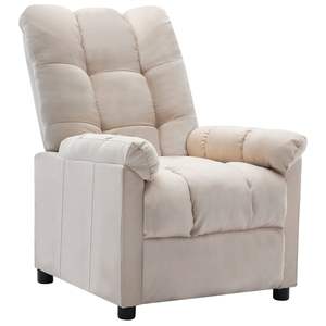 Fauteuil inclinable en polyester crème avec grand rembourrage en coton PP, contreplaqué en bois et éponge en fer pour une expérience d'assise confortable - Product Image 2