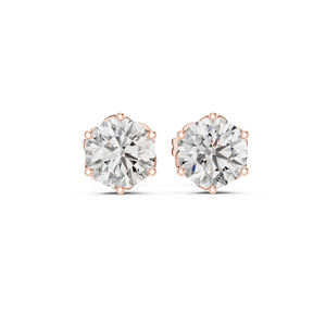 Boucles d'oreilles de fiançailles en or blanc 14 carats avec diamant rond cultivé en laboratoire pour femmes |   Nouveau diamant cultivé - Product Image 2