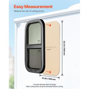 Finestra verticale RV da 12 \ "W X 22 \" H con funzionalità scorrevoli colorate e accessori esterni per rifiniture dell'anello di rete - Product Image 6