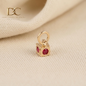 Nouveauté, pendentif de haute qualité de style classique pour femmes, bijoux en or jaune 14 carats, rubis rond de couleur sang de pigeon cultivé en laboratoire - Product Image 5