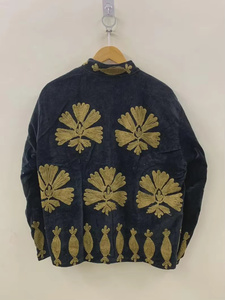 Hand Embroidered Cotton Filled Suzani Velvet <b>Bomber</b> <b>Jacket</b> Reversible <b>Vintage</b> Boho Short Coat Colorful Ethnic Spring/Summer - Product Image 2