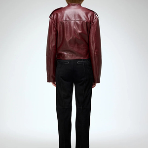 Veste en cuir pour femme de qualité supérieure, col montant, tendance, décontractée, hiver, respirante, tricotée, écologique, coupe-vent, mode - Product Image 1