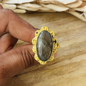 Unique Latest Labradorite Brass <b>Ring</b> 18k <b>Gold</b> Plated <b>Cocktail</b> Floral <b>Ring</b> Statement Gemstone Vintage <b>Ring</b> Women Wholesale <b>Ring</b> - Product Image 5