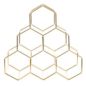 Porte-vin carré en fer doré moderne, support de table rayé pour 6 bouteilles, présentoir à vin géométrique en fil doré, écologique - Product Image 5