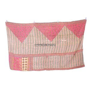 Indian Handmade Cotton Floral Print Kantha <b>Quilt</b> Indian Reversible Hand Stitched Heavy <b>Throw</b> Old Sari Blanket Patch Work Heavy - Product Image 1