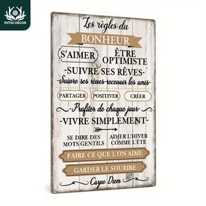 Targa in metallo con citazioni ispiratrici vintage francesi per decorazioni rustiche per la casa, la fattoria, il caffè - CIFbuy - Product Image 1