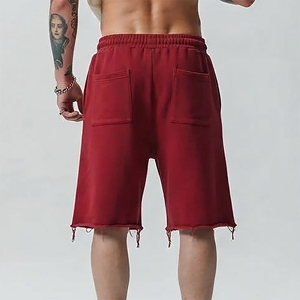 Wholesale Affordable Price Raw Hem Elastic Waistband <b>Shorts</b> For <b>Men</b> Hip Hop Style lightweight Gym Wear Summer <b>3</b>/<b>4</b> <b>Shorts</b> - Product Image 6
