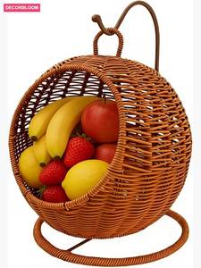 Natural <b>Wicker</b> <b>Basket</b> With Lid Handwoven Rattan Organizer Home Kitchen Bathroom Bedroom Decorative <b>Storage</b> <b>Basket</b> - Product Image 6