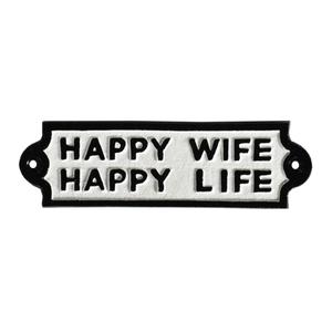 Letreros decorativos Happy Wife Happy Life para pared y puerta, decoración del hogar, diseños personalizados, placa de pared decorativa para el hogar - Product Image 1