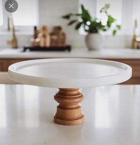 Elegante soporte para pasteles de mármol con base de madera, plato para pasteles de mármol y madera a un muy buen precio de fábrica. - Product Image 4