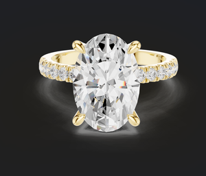 Bague de luxe en or jaune 14 carats avec diamant ovale de laboratoire pour femme, plaqué rhodium, bijou de mariage ou de fiançailles, cadeau - Product Image 1