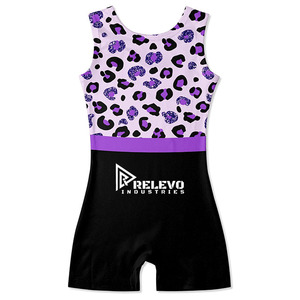 Justaucorps de danse sans manches pour filles Relevo, imprimé léopard, bordure rose, matière Spandex/Polyester, impression numérique, pour enfants, tenue de scène - Product Image 5