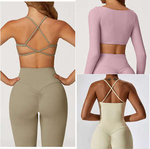Conjunto de Yoga de Poliamida Suave como la Mantequilla para Verano, Conjunto Deportivo para Mujer, Sujetador Deportivo con Push-Up, Leggings para Entrenamiento - Product Image 4