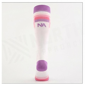 <b>Knee</b> <b>High</b> <b>Socks</b> Geometric Pattern White Pink Breathable Knitted for Adults Casual Summer Style - Product Image 2