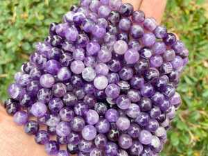 ลูกปัดหินอเมทิสต์ธรรมชาติทรงกลม สีม่วง ขนาด 4 มม. 6 มม. 8 มม. 10 มม. ความยาว 15 นิ้ว สำหรับทำเครื่องประดับ DIY - Product Image 4