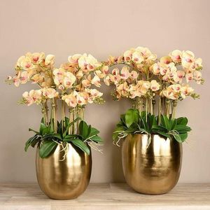 Arreglos florales de lujo para decoración de interiores, orquídeas artificiales, orquídeas reales, arreglos de orquídeas, decoración del hogar - Product Image 1