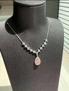 Collier pendentif halo en diamant de culture, forme en V, chaîne en diamant marquise, bijoux fins pour femmes - Product Image 3