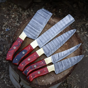 Premium LEGACY BLADES 5-Piece Damascus Steel <b>Kitchen</b> Chef <b>Knife</b> Set with Resin Handles Ambidextrous Design Durable <b>Sharp</b> Blades - Product Image 1