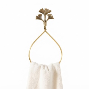 Luxury Ginkgo Leaf Solid Brass <b>Towel</b> <b>Rack</b> Antique Gold Botanical Hand <b>Towel</b> Holder For Upscale Bathroom And Kitchen Decor - Product Image 1