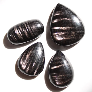 Aamna Gems Natural Hand Carved Flash Hypersthene Gemstone Oval Cut <b>Black</b> <b>Polished</b> Third Party Certified for Pendant Jewelry - Product Image 4