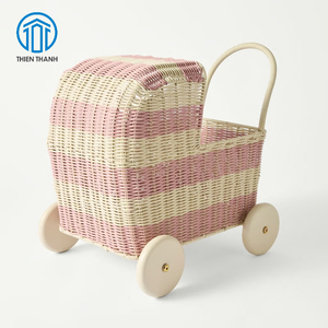 Panier de rangement en rotin fait main, rond, tissé, décoratif, pour la maison, la chambre d'enfant, les jouets, naturel, vente en gros - Product Image 2