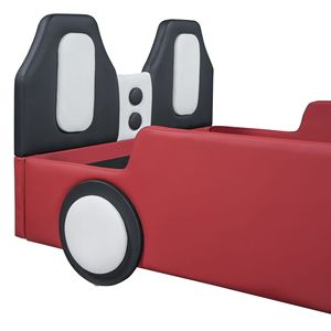 Cama Plataforma con Ruedas en Forma de Auto de Carreras, Tamaño Individual, Color Rojo, para Niños - Product Image 4