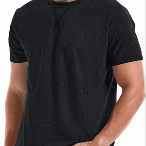 Camiseta negra para hombre, diseño liso, manga corta, algodón transpirable, logotipo personalizado, ropa casual, suministro al por mayor, ajuste veraniego - Product Image 1
