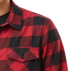 <b>Mens</b> <b>Red</b> <b>Black</b> Buffalo Satin Flannel <b>Shirt</b> Soft Brushed Cotton Button Down Long Sleeve Casual Work Outdoor - Product Image 5